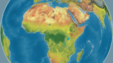 Topografik harita Orta Afrika Cumhuriyeti mahalle merkezi