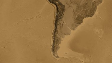 Şili merkezli asepi yükseklik haritasına yakın plan