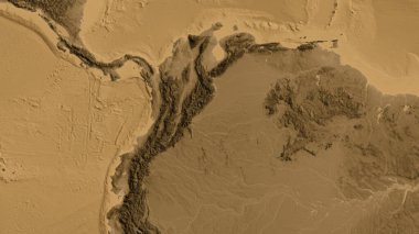 Kolombiya merkezli asepi yükseklik haritasına yakın plan