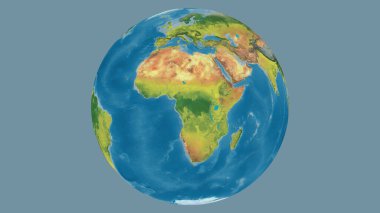 Topografik dünya haritası Kongo Cumhuriyeti merkezli