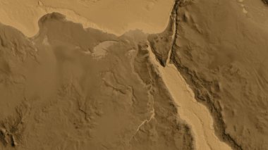 Mısır merkezli asepi yükseklik haritasına yakın plan