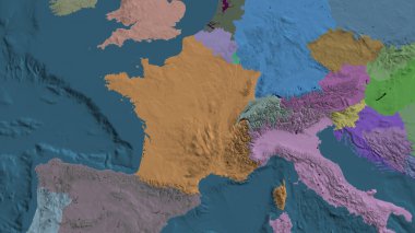 Fransa merkezli idari haritaya yakın plan