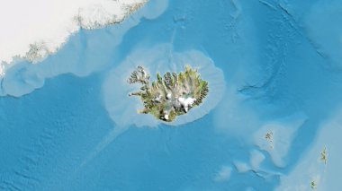 İzlanda merkezli asatelit haritasına yakın plan