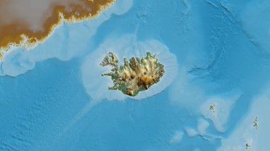 İzlanda merkezli arelief haritasına yakın plan