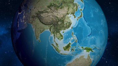 Laos merkezli uydu küresel haritası