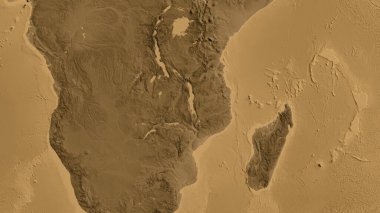 Sepia yükseklik haritası Malawi mahallesine odaklandı