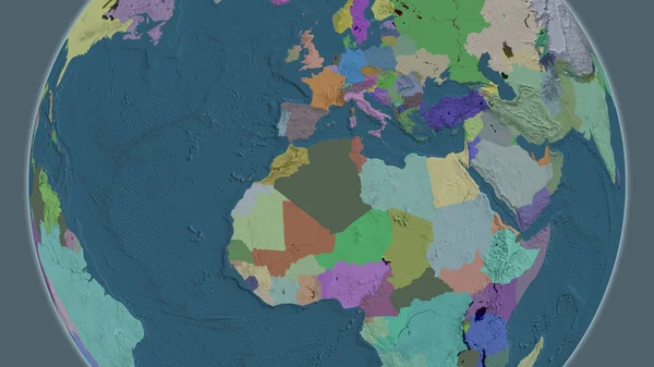 Administrativní Mapa Globusu Soustředěná Alžírsko — Stock fotografie