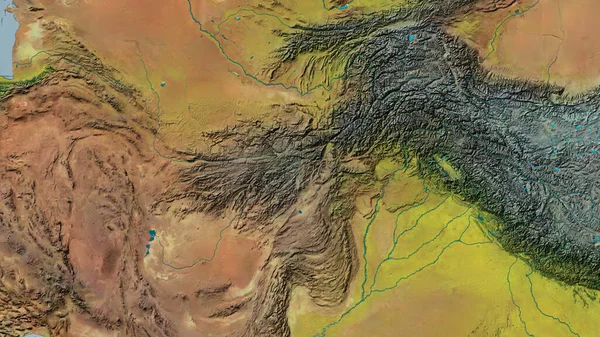 Närbild Atopografisk Karta Med Fokus Afghanistan — Stockfoto