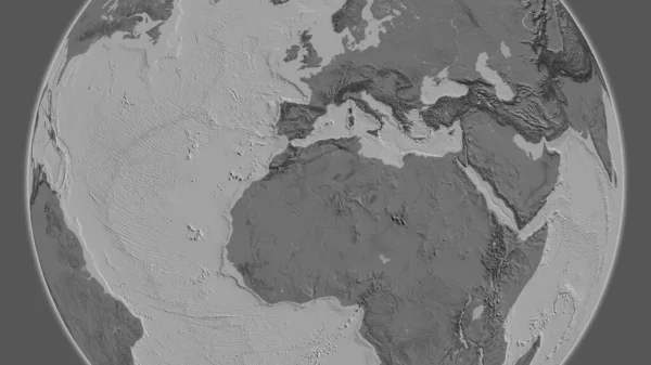Карта Земного Шара Билевель Центром Алжире — стоковое фото