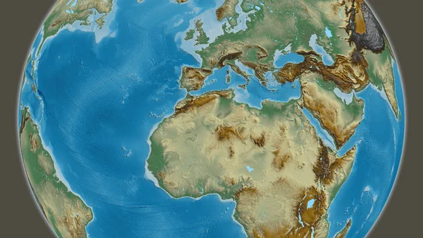 以阿尔及利亚为中心的全球救济地图 — 图库照片