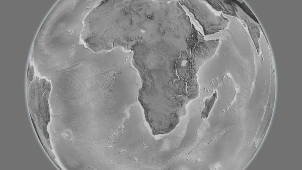 以安哥拉邻近地区为中心的灰度地图 — 图库照片
