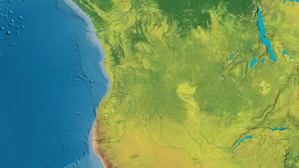 Detailní Záběr Atopografickou Mapu Zaměřenou Angolu — Stock fotografie