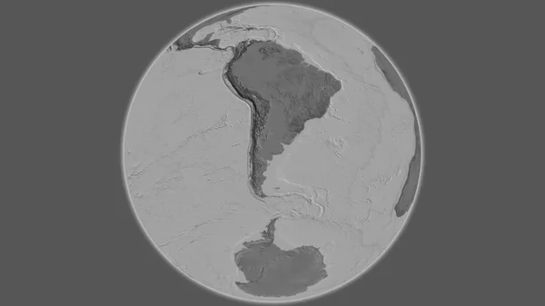 Bilevel globe map centered on Argentina