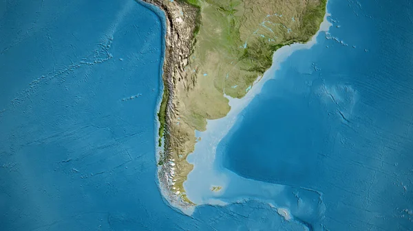 以阿根廷为中心的亚卫星地图的近距离拍摄 — 图库照片