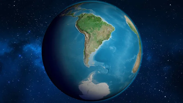 Peta Dunia Satelit Berpusat Argentina — Stok Foto