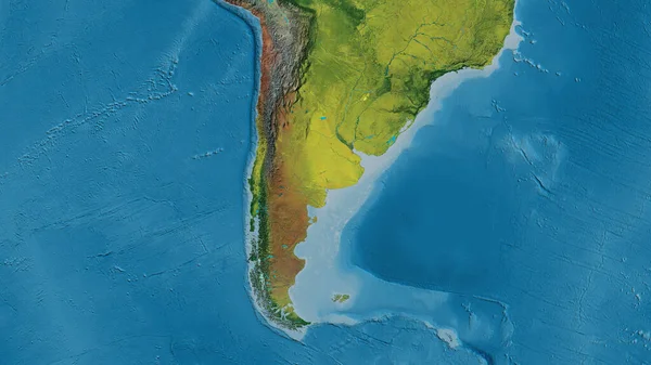 Nahaufnahme Einer Atopographischen Landkarte Mit Argentinien Zentrum — Stockfoto