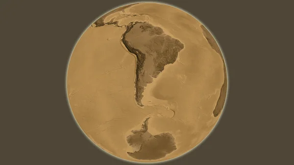 Mapa Výškového Glóbu Sepia Soustředěná Argentinu — Stock fotografie