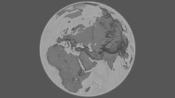 Bilevel globe map centered on Armenia
