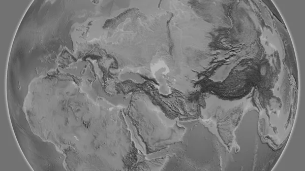 以亚美尼亚邻近地区为中心的灰度地图 — 图库照片