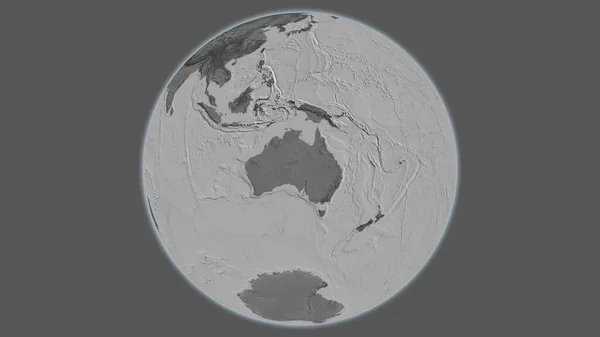 以澳大利亚为中心的Bilevel全球地图 — 图库照片