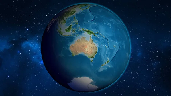 Satellite globe map centered on Australia