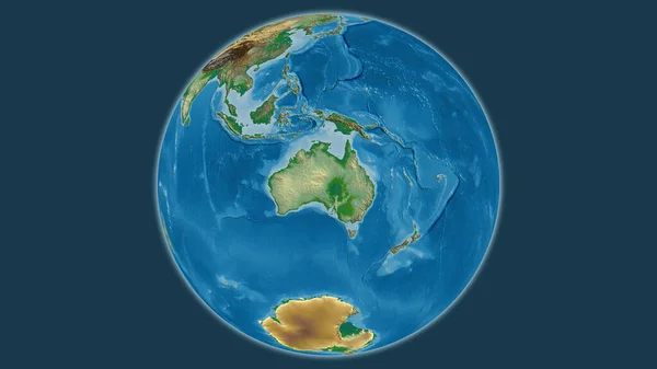 Mapa Físico Del Globo Centrado Australia — Foto de Stock