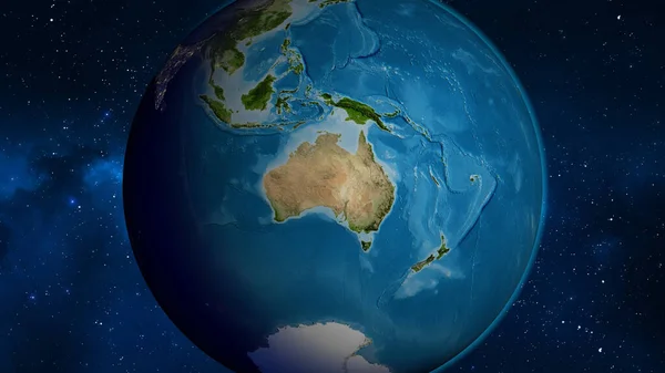 オーストラリア周辺を中心とした衛星地図 — ストック写真