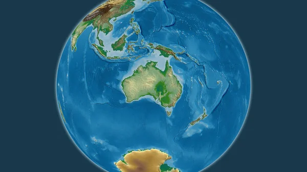 以澳大利亚邻近地区为中心的物理地图 — 图库照片