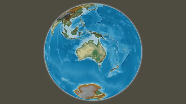 Mappa Del Globo Rilievo Incentrata Sull Australia — Foto Stock