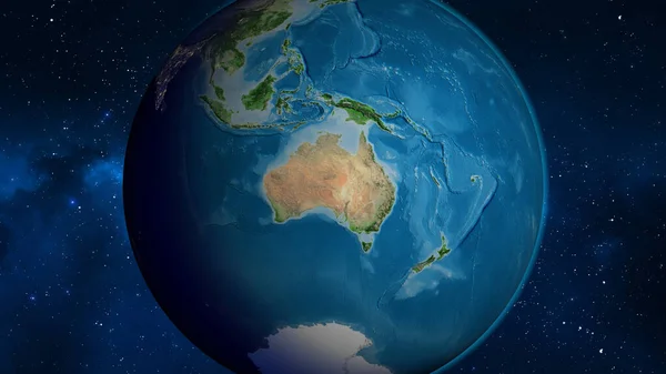 オーストラリア周辺を中心とした衛星地図 — ストック写真