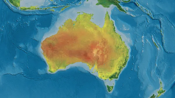 Gros Plan Carte Atopographique Centrée Sur Australie — Photo