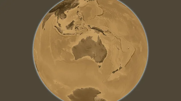 Mapa Nadmořské Výšky Sepia Soustředěná Oblast Austrálie — Stock fotografie