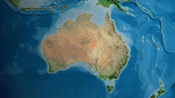 オーストラリアを中心とした衛星地図のクローズアップ — ストック写真