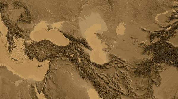Sepia高地地图 以阿塞拜疆邻近地区为中心 — 图库照片
