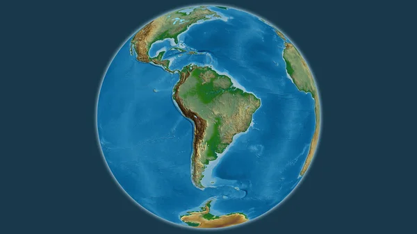 Mapa Físico Globo Centrado Bolívia — Fotografia de Stock