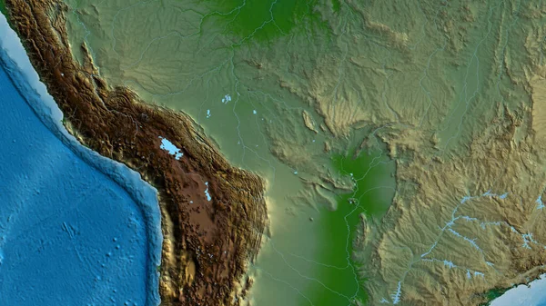 Nahaufnahme Einer Physikalischen Landkarte Mit Bolivien Zentrum — Stockfoto