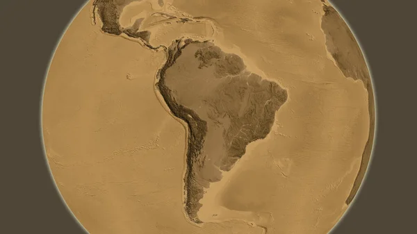 Υψομετρικός Χάρτης Sepia Επικεντρώνεται Στην Περιοχή Της Βολιβίας — Φωτογραφία Αρχείου