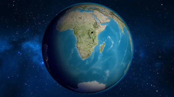 Satellite globe map centered on Botswana