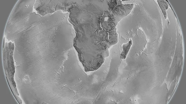 以博茨瓦纳邻近地区为中心的灰度地图 — 图库照片