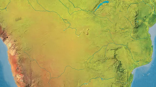 以博茨瓦纳为中心的地形图的近照 — 图库照片