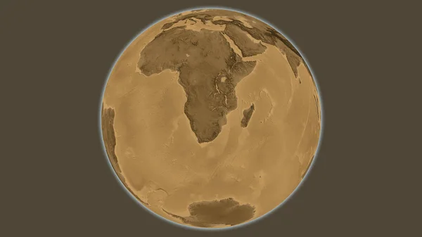 Mapa Globu Sepia Elewacji Skupiona Botswanie — Zdjęcie stockowe