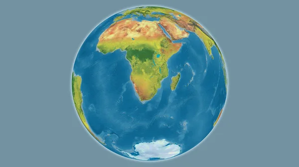 Topographic globe map centered on Botswana