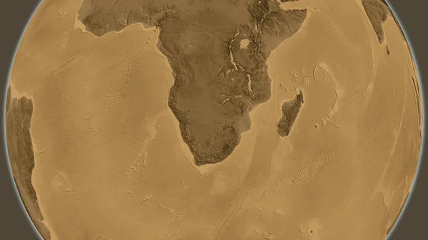 Карта Высот Сепии Центром Районе Ботсваны — стоковое фото