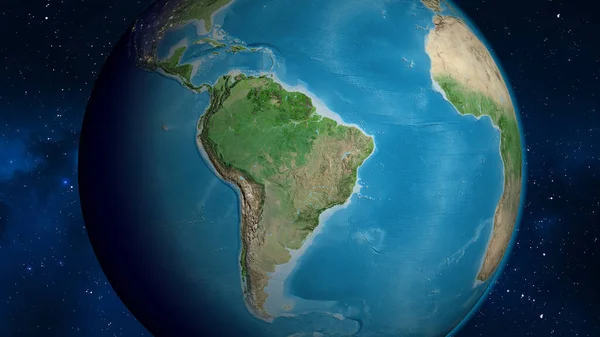 Carte Globe Satellite Centrée Sur Brésil — Photo