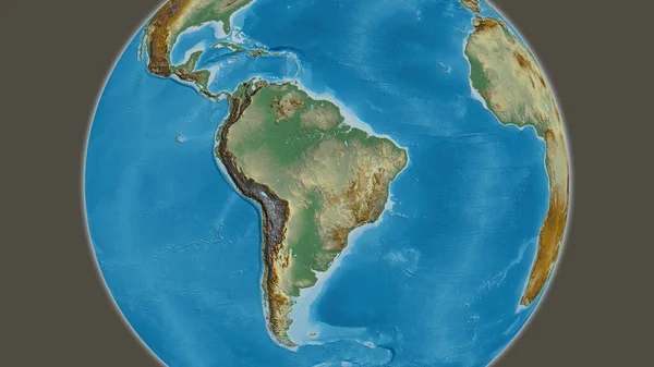 以巴西为中心的全球救济地图 — 图库照片