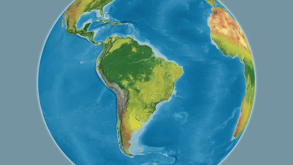 Topographic Globe Map Centered Brazil — Stock Photo, Image