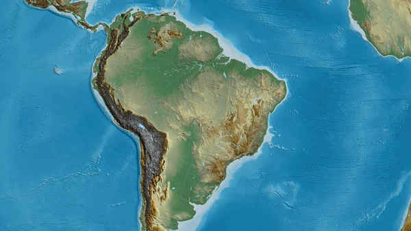 Relief Kaart Gecentreerd Brazilië Buurt Gebied — Stockfoto