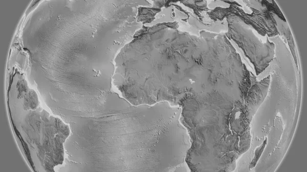 以布基纳法索邻近地区为中心的灰度地图 — 图库照片