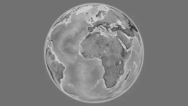 以布基纳法索为中心的灰度全球地图 — 图库照片