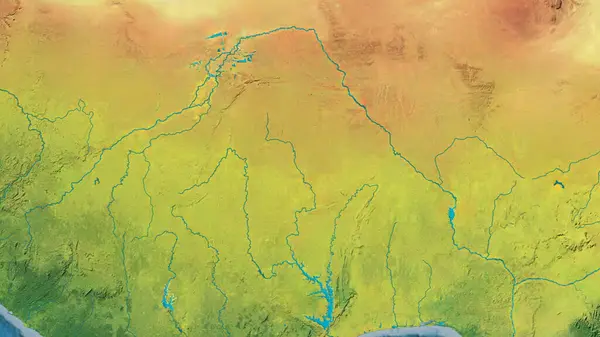 Burkina Faso Merkezli Atopografik Haritaya Yakın Plan — Stok fotoğraf
